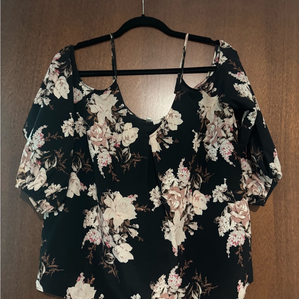 Joie Cream and Tan Cut Out Blouse